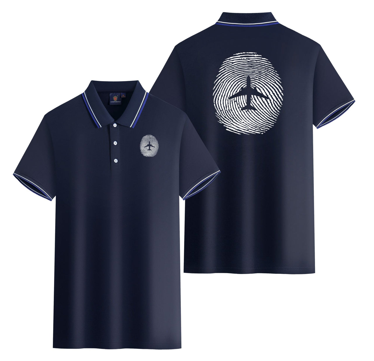 Aviation Finger Print Designed Stylish Polo T-Shirts (Double-Side)