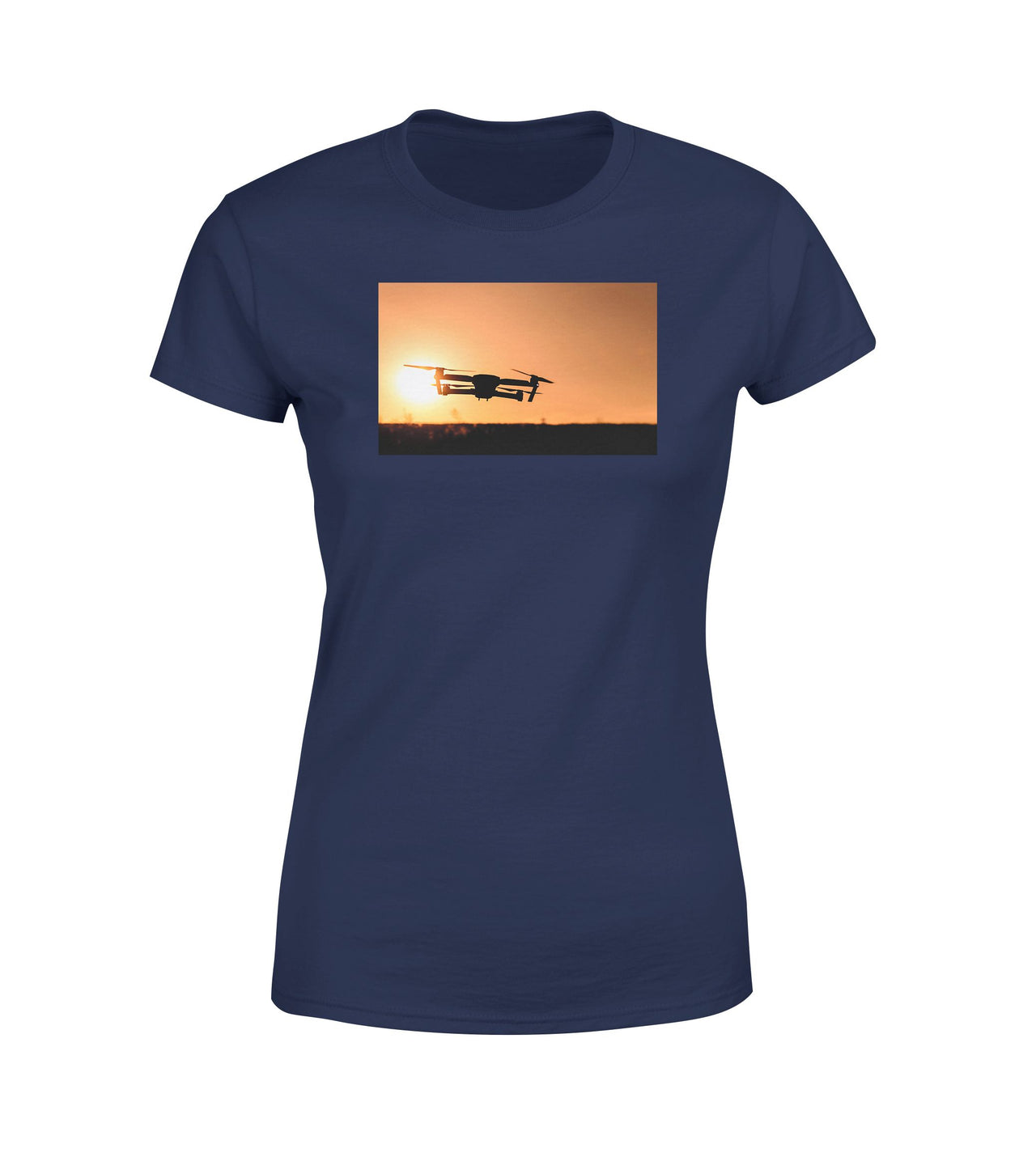 Amazing Drone in Sunset Designed Women T-Shirts