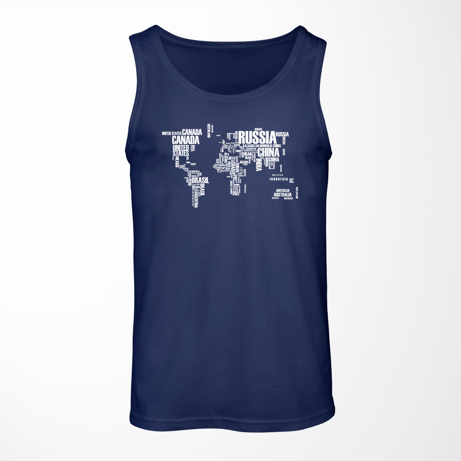 World Map (Text) Designed Tank Tops