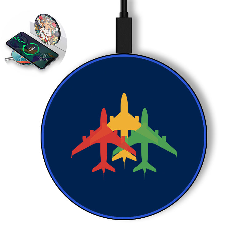 Colourful 3 Airplanes Designed Wireless Chargers