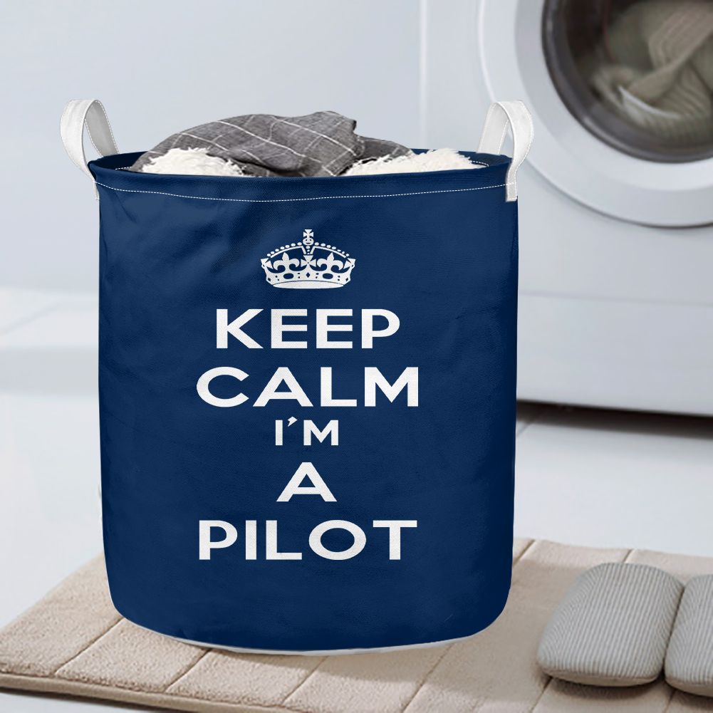 Keep Calm I'm a Pilot Designed Laundry Baskets