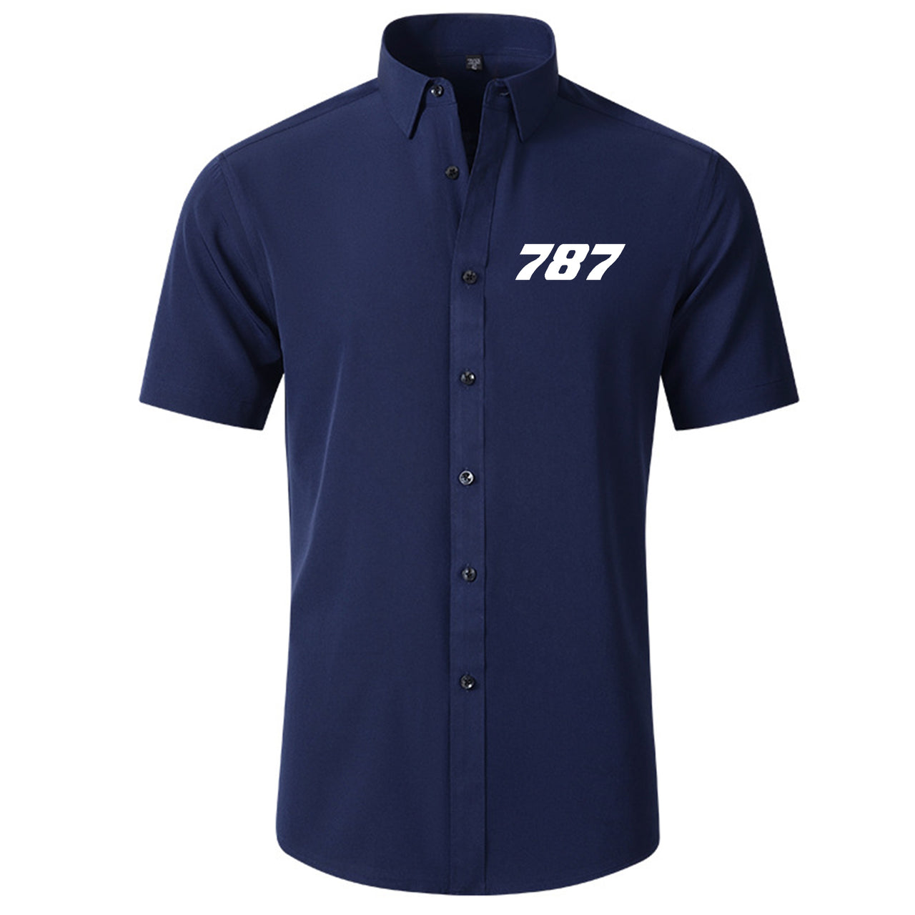 787 Flat Text Designed Short Sleeve Shirts