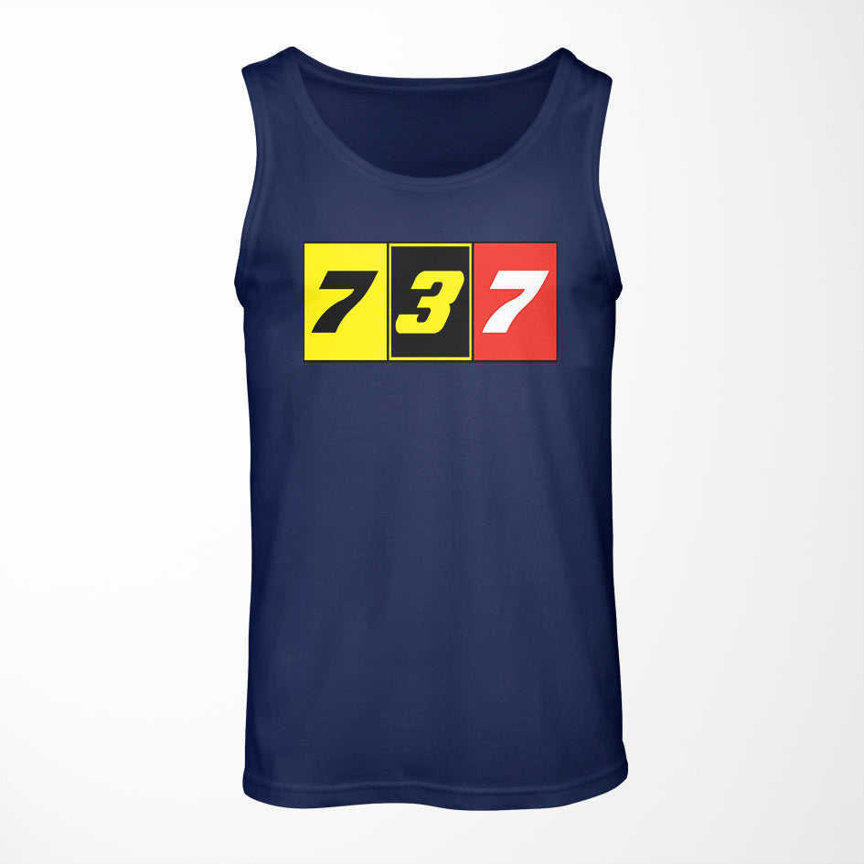 Flat Colourful 737 Designed Tank Tops