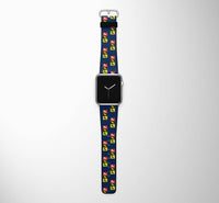 Thumbnail for Flat Colourful 737 Designed Leather Apple Watch Straps
