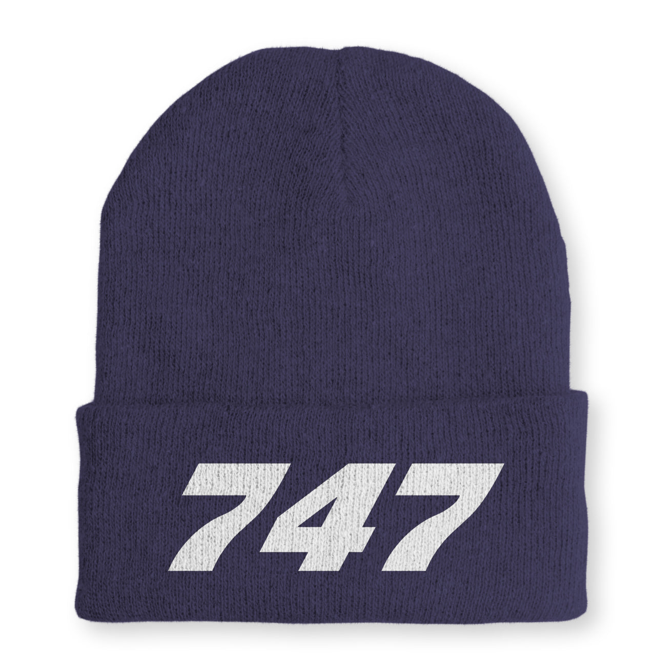 747 Flat Text Embroidered Beanies