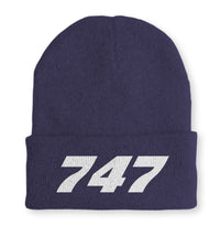 Thumbnail for 747 Flat Text Embroidered Beanies