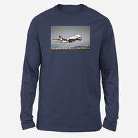 Thumbnail for Departing Lufthansa A380 Designed Long-Sleeve T-Shirts