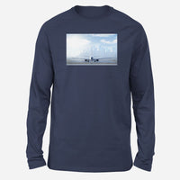 Thumbnail for Boeing 737 & City View Behind Designed Long-Sleeve T-Shirts