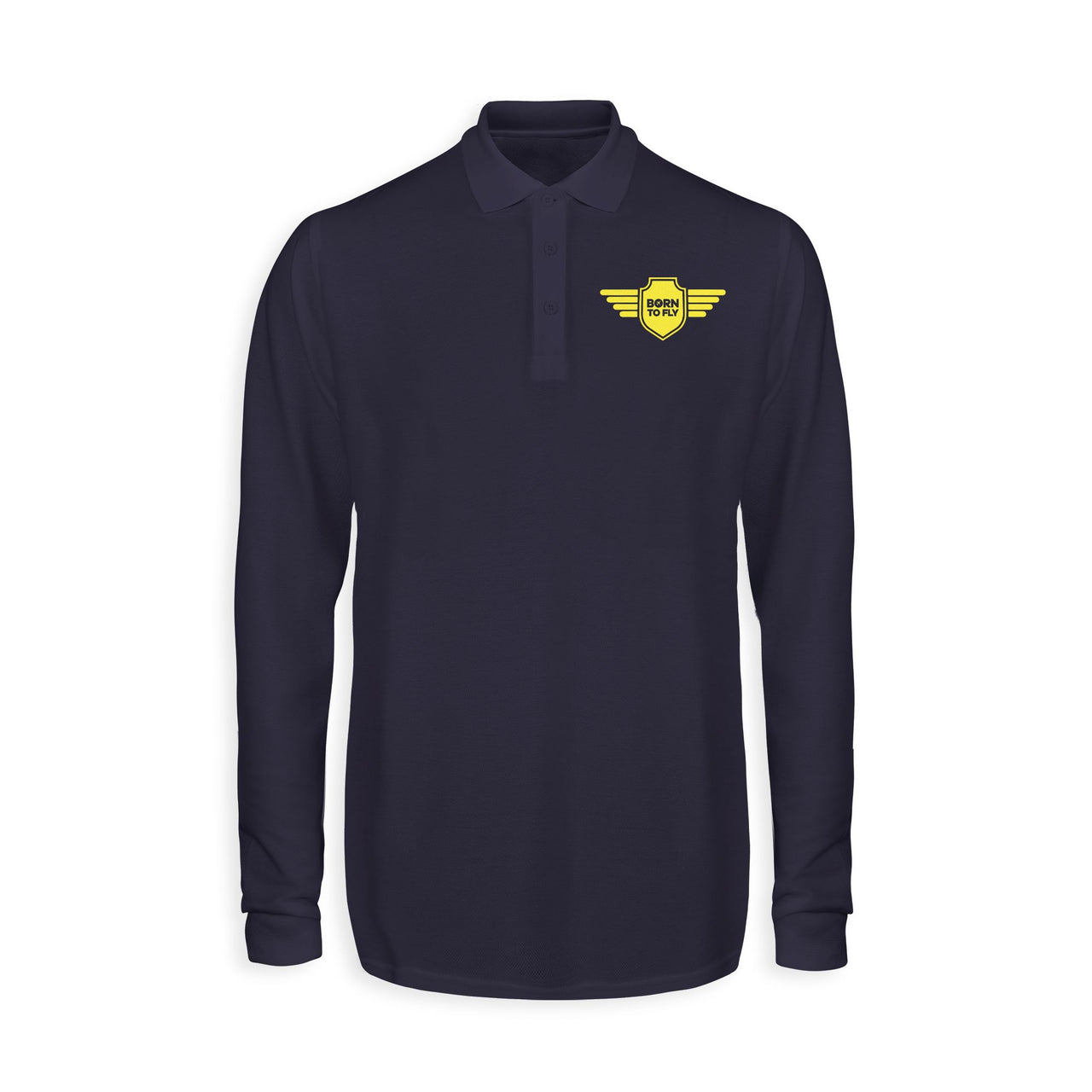 Born To Fly & Badge Designed Long Sleeve Polo T-Shirts