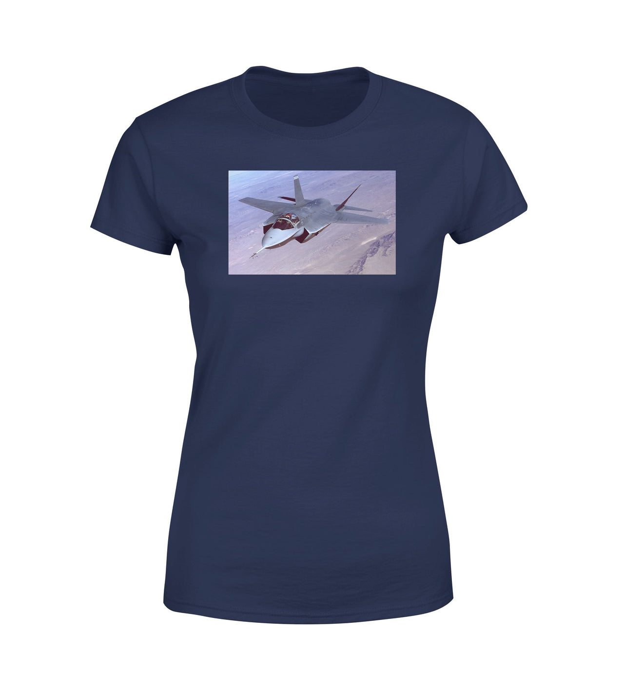 Fighter Jet 35 Captured in the Air Designed Women T-Shirts