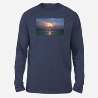 Thumbnail for Super Airbus A380 Landing During Sunset Designed Long-Sleeve T-Shirts