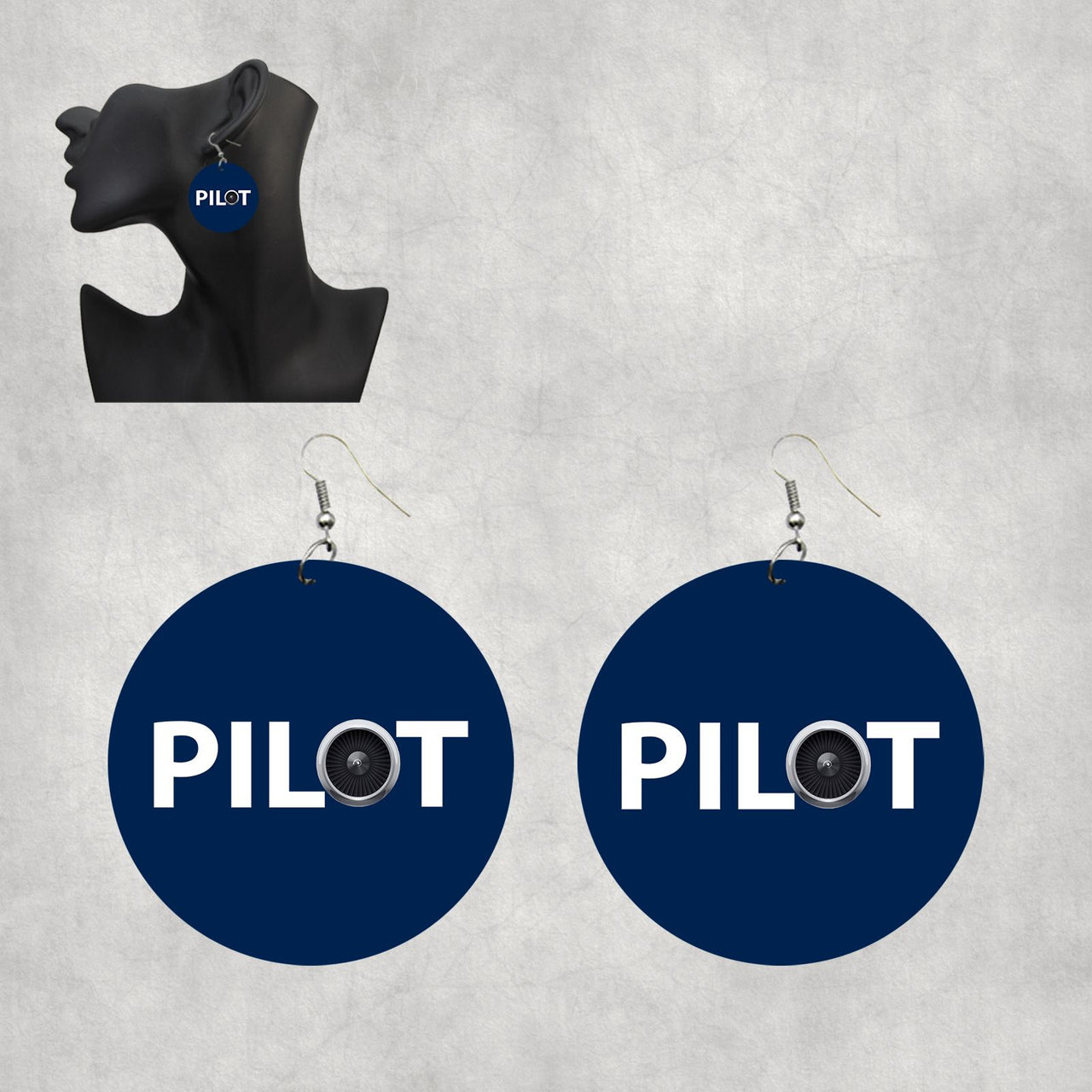 Pilot & Jet Engine Designed Wooden Drop Earrings