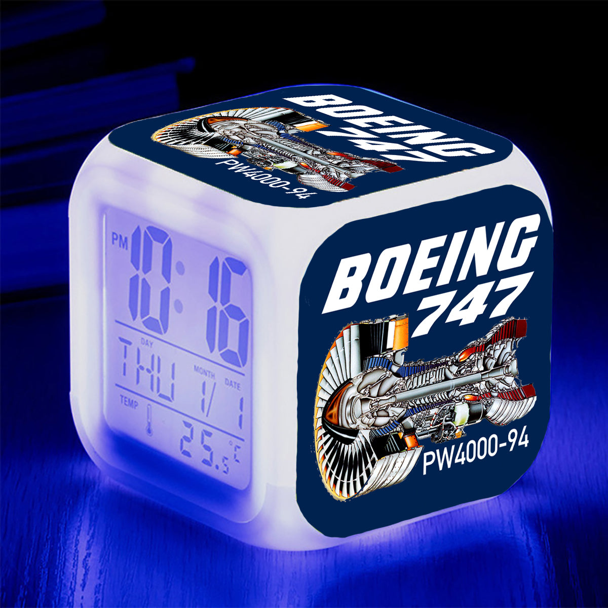 Boeing 747 & PW4000-94 Engine Designed "7 Colour" Digital Alarm Clock