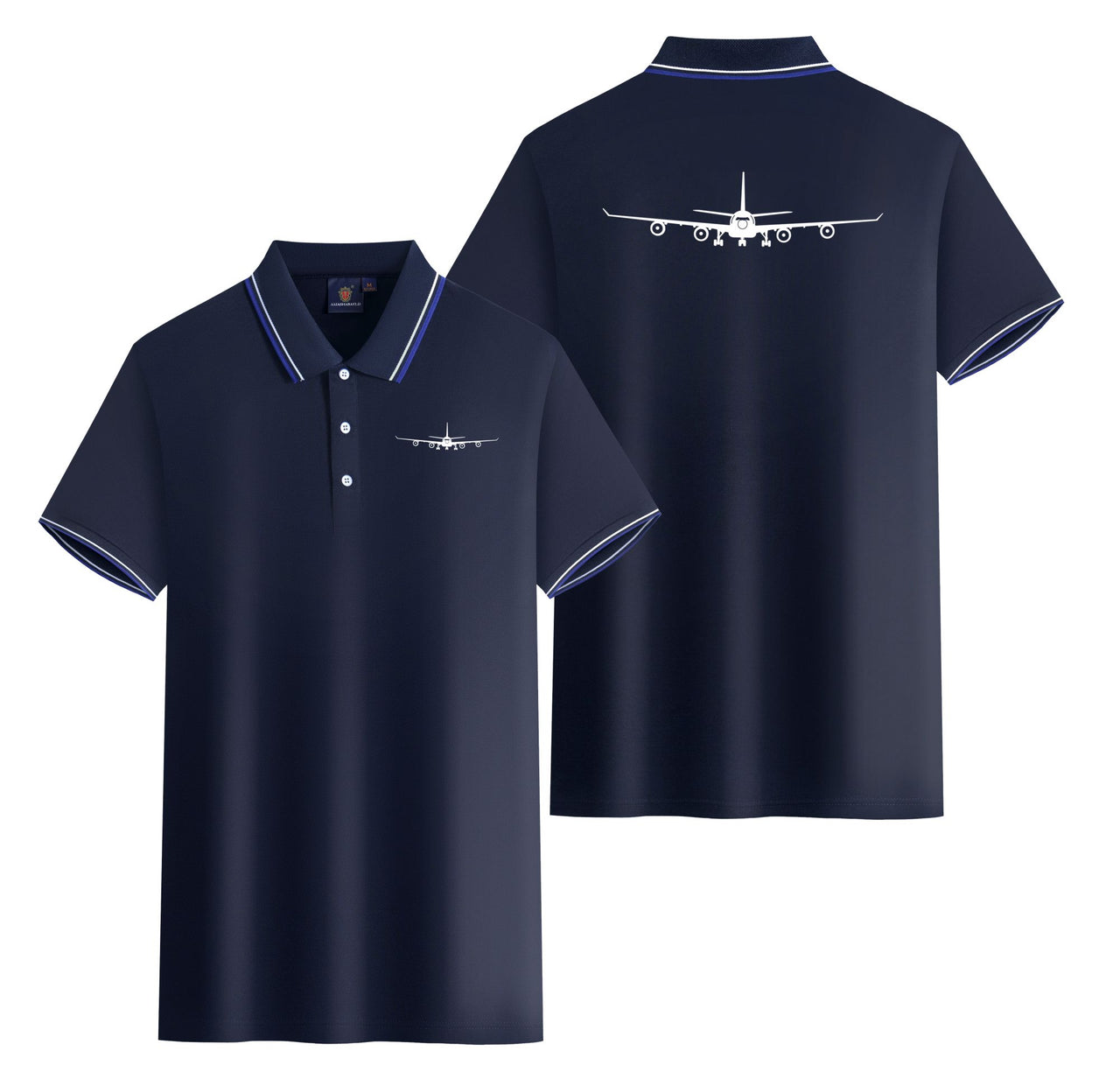 Airbus A340 Silhouette Designed Stylish Polo T-Shirts (Double-Side)