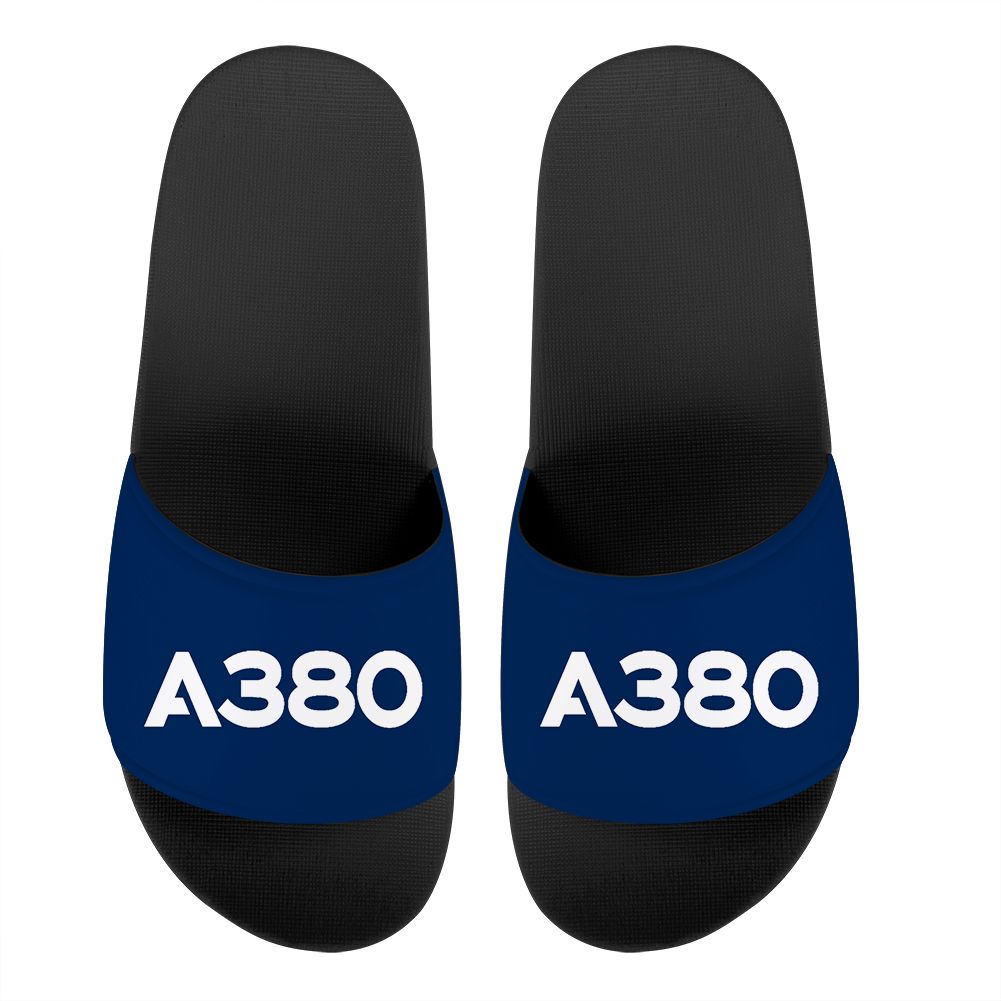 A380 Flat Text Designed Sport Slippers