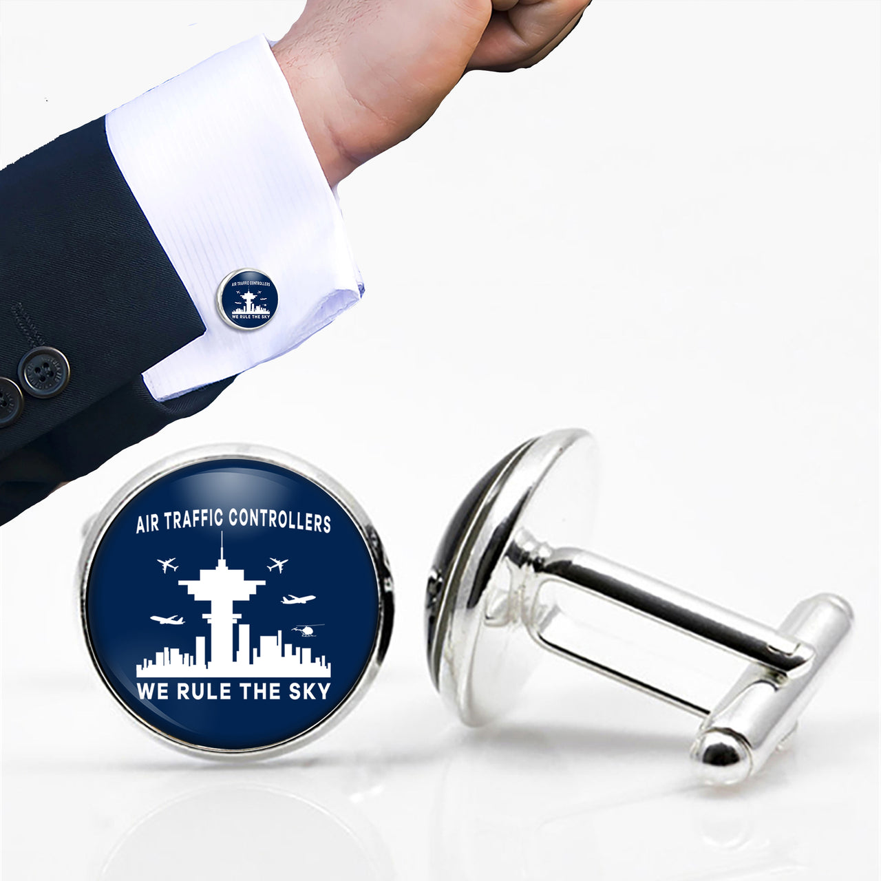 Air Traffic Controllers - We Rule The Sky Designed Cuff Links