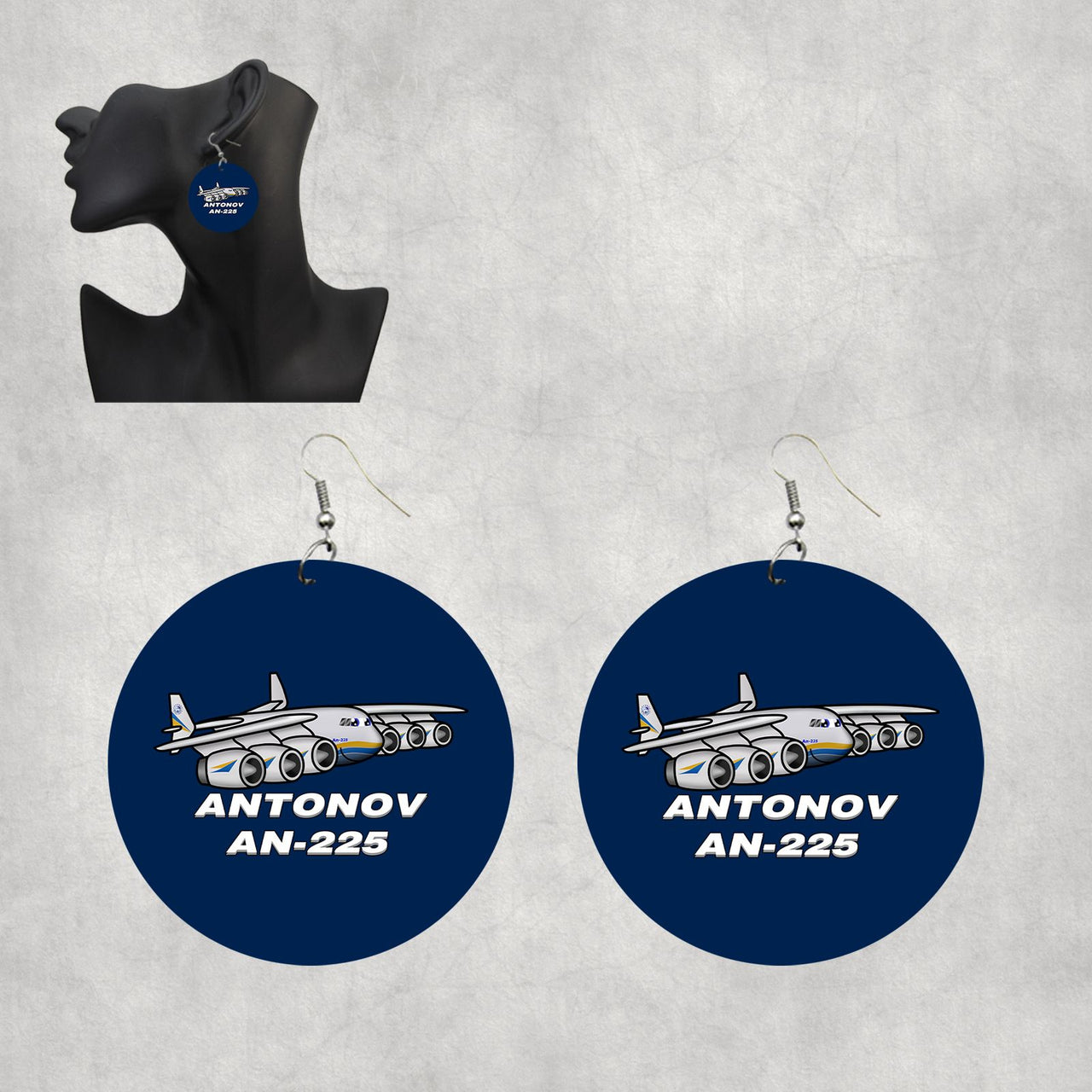 Antonov AN-225 (25) Designed Wooden Drop Earrings