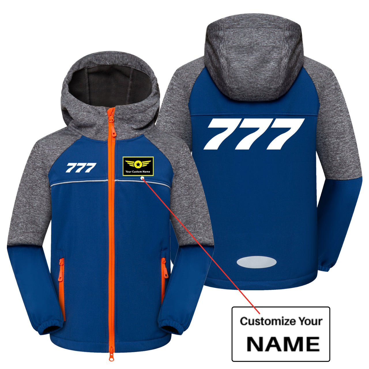 777 Flat Text Designed Children Polar Style Jackets