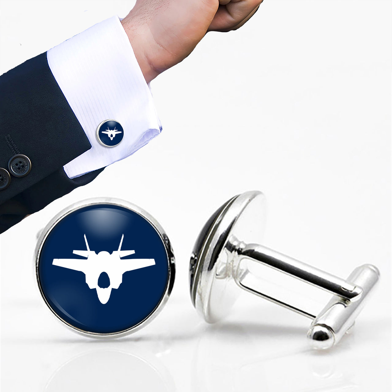 Fighter Jet 35 Silhouette Designed Cuff Links