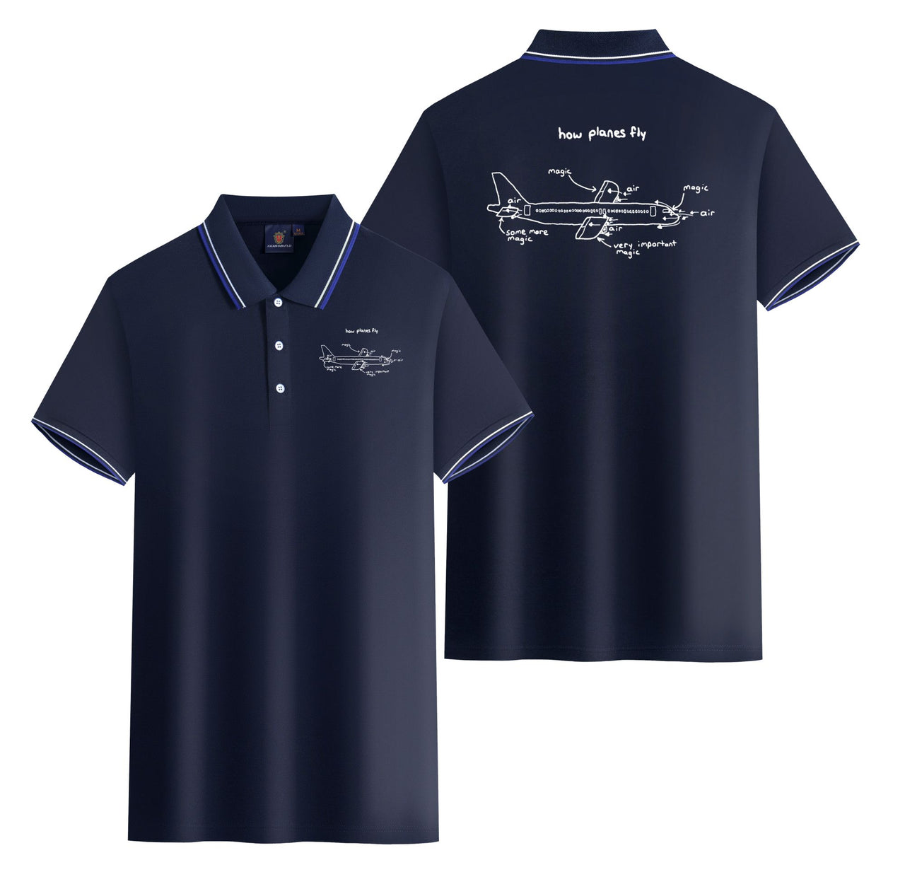How Planes Fly Designed Stylish Polo T-Shirts (Double-Side)