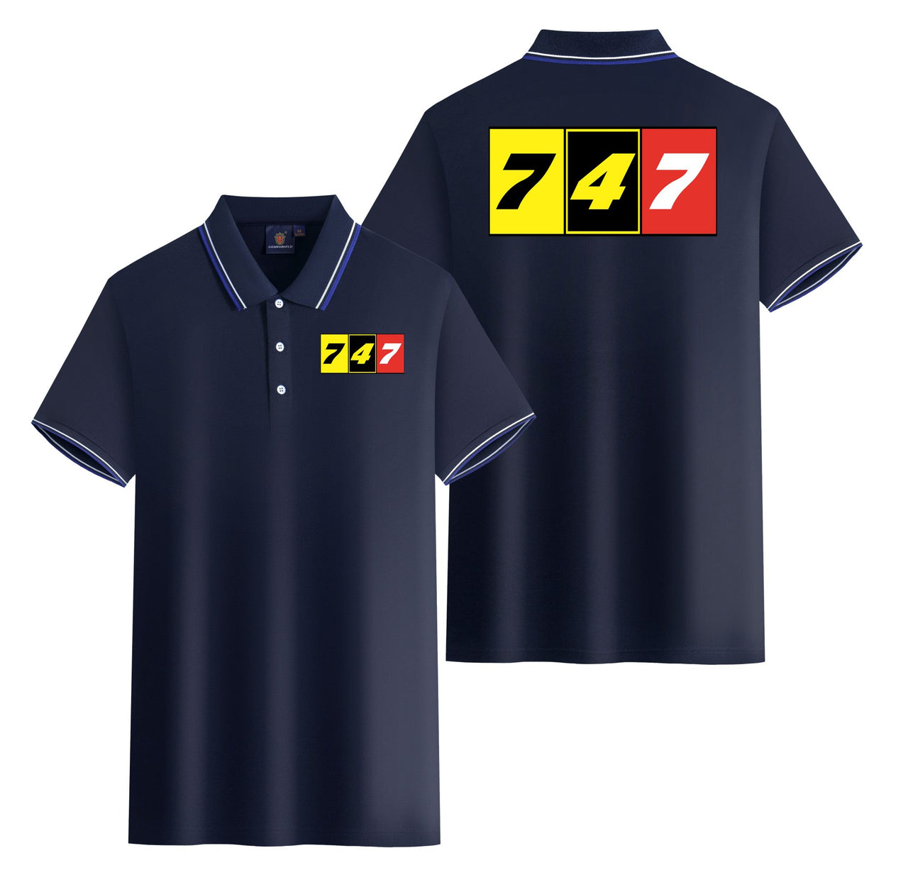 Flat Colourful 747 Designed Stylish Polo T-Shirts (Double-Side)