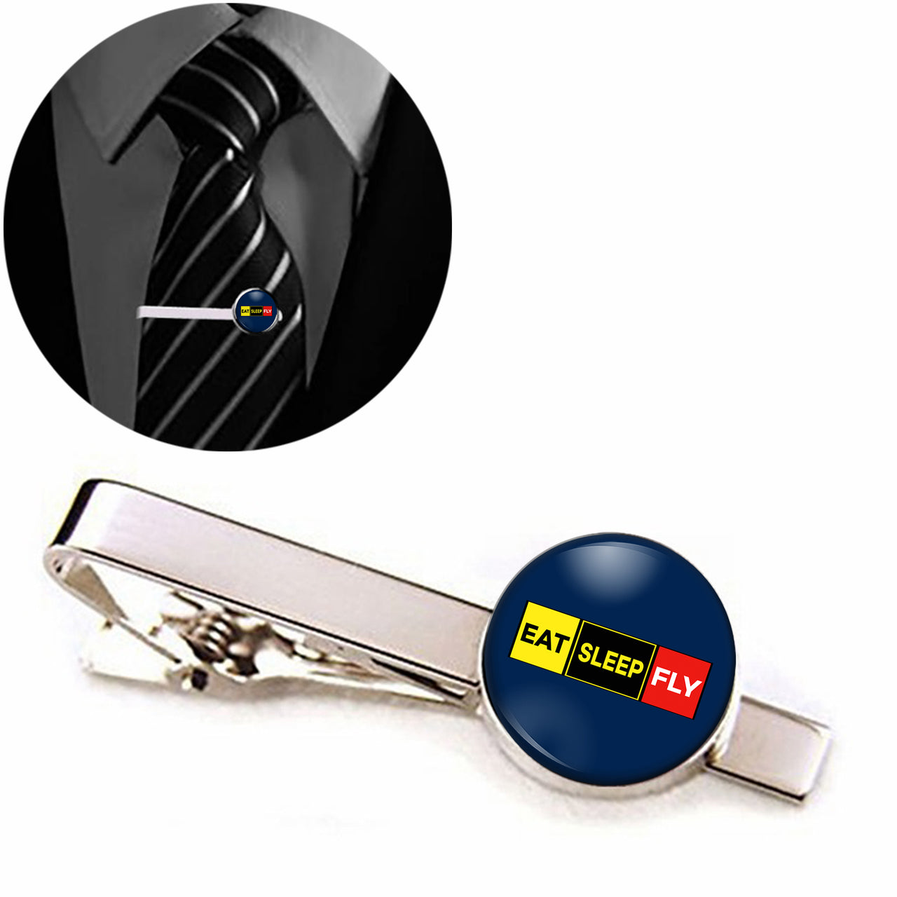 Eat Sleep Fly (Colourful) Designed Tie Clips