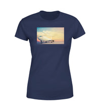 Thumbnail for Parked Aircraft During Sunset Designed Women T-Shirts