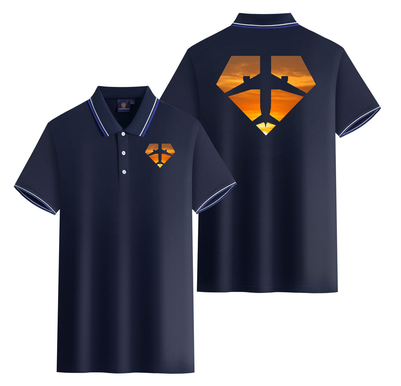 Supermen of The Skies (Sunset) Designed Stylish Polo T-Shirts (Double-Side)