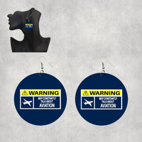 Thumbnail for Warning May Constantly Talk About Aviation Designed Wooden Drop Earrings