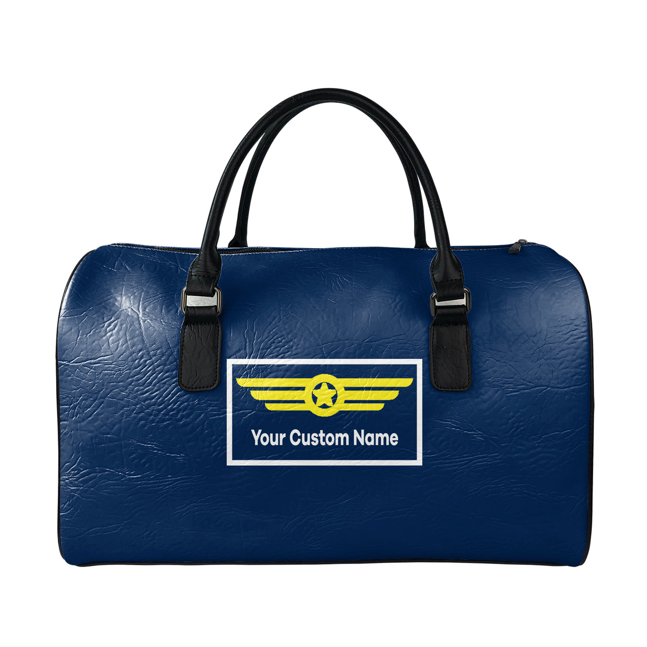 Custom Name (Badge 1) Designed Leather Travel Bag