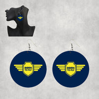 Thumbnail for Born To Fly & Badge Designed Wooden Drop Earrings