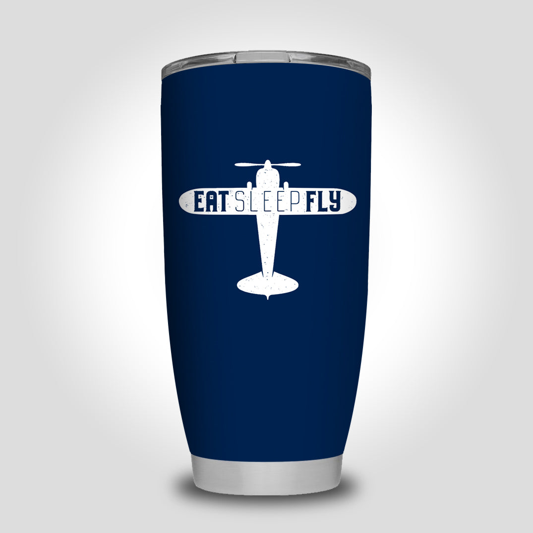 Eat Sleep Fly & Propeller Designed Tumbler Travel Mugs