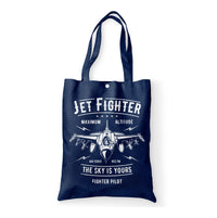 Thumbnail for Jet Fighter - The Sky is Yours Designed Tote Bags