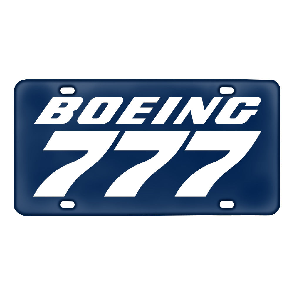 Boeing 777 & Text Designed Metal (License) Plates