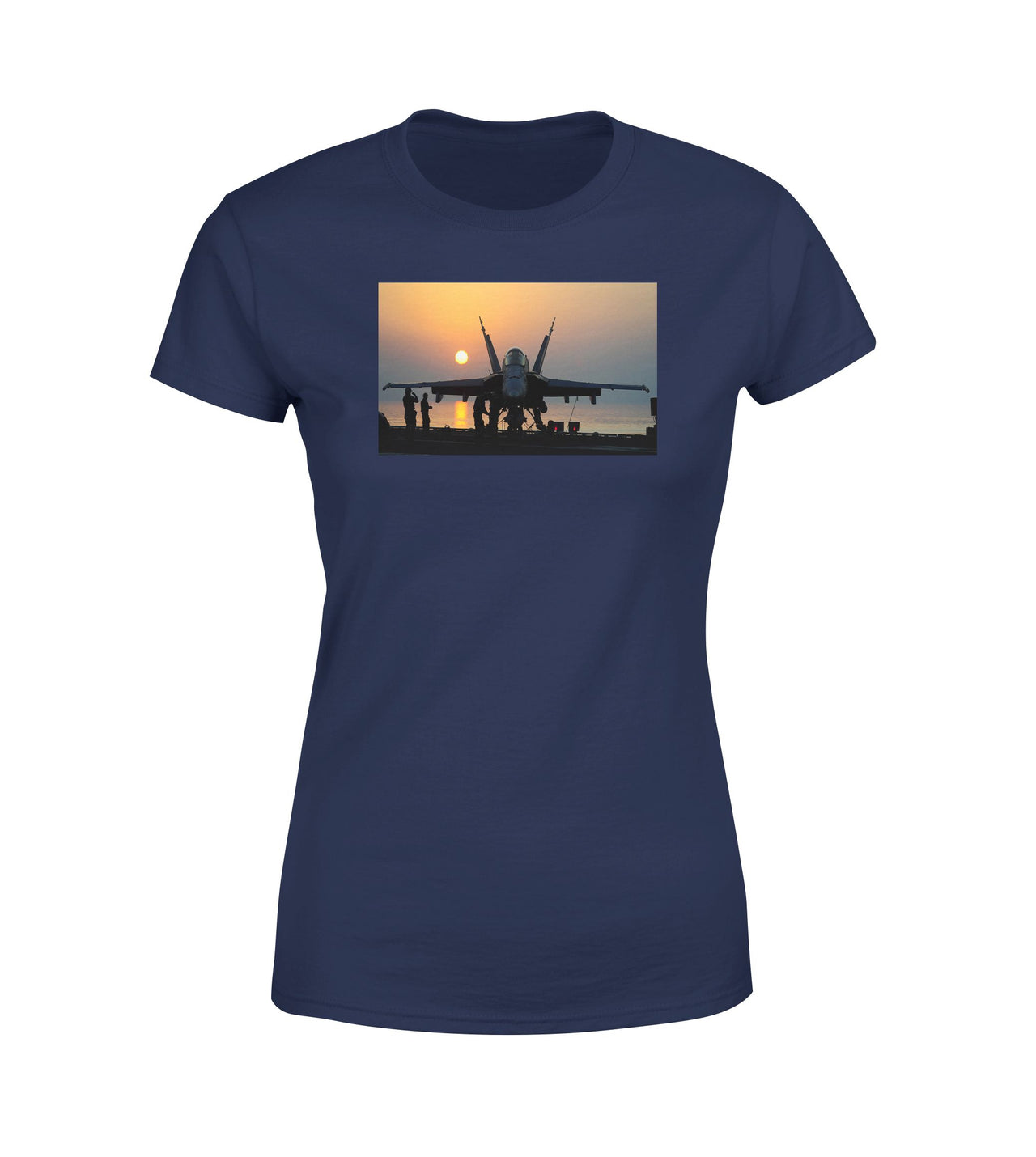 Military Jet During Sunset Designed Women T-Shirts