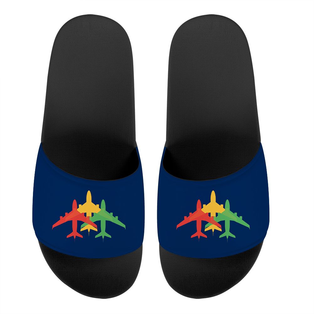 Colourful 3 Airplanes Designed Sport Slippers