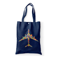 Thumbnail for Colourful Airplane Designed Tote Bags