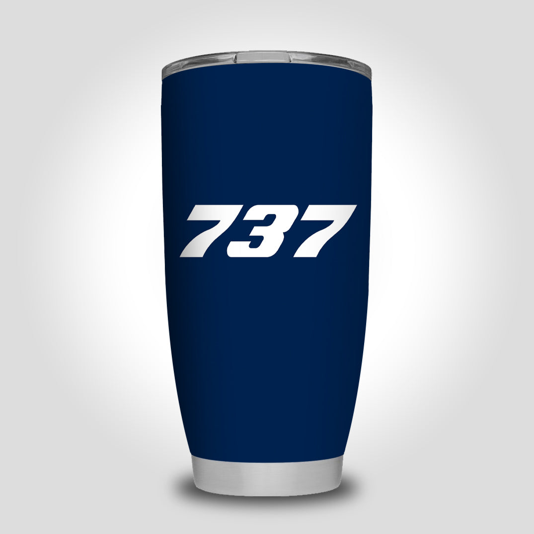 737 Flat Text Designed Tumbler Travel Mugs