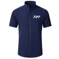 Thumbnail for 737 Flat Text Designed Short Sleeve Shirts