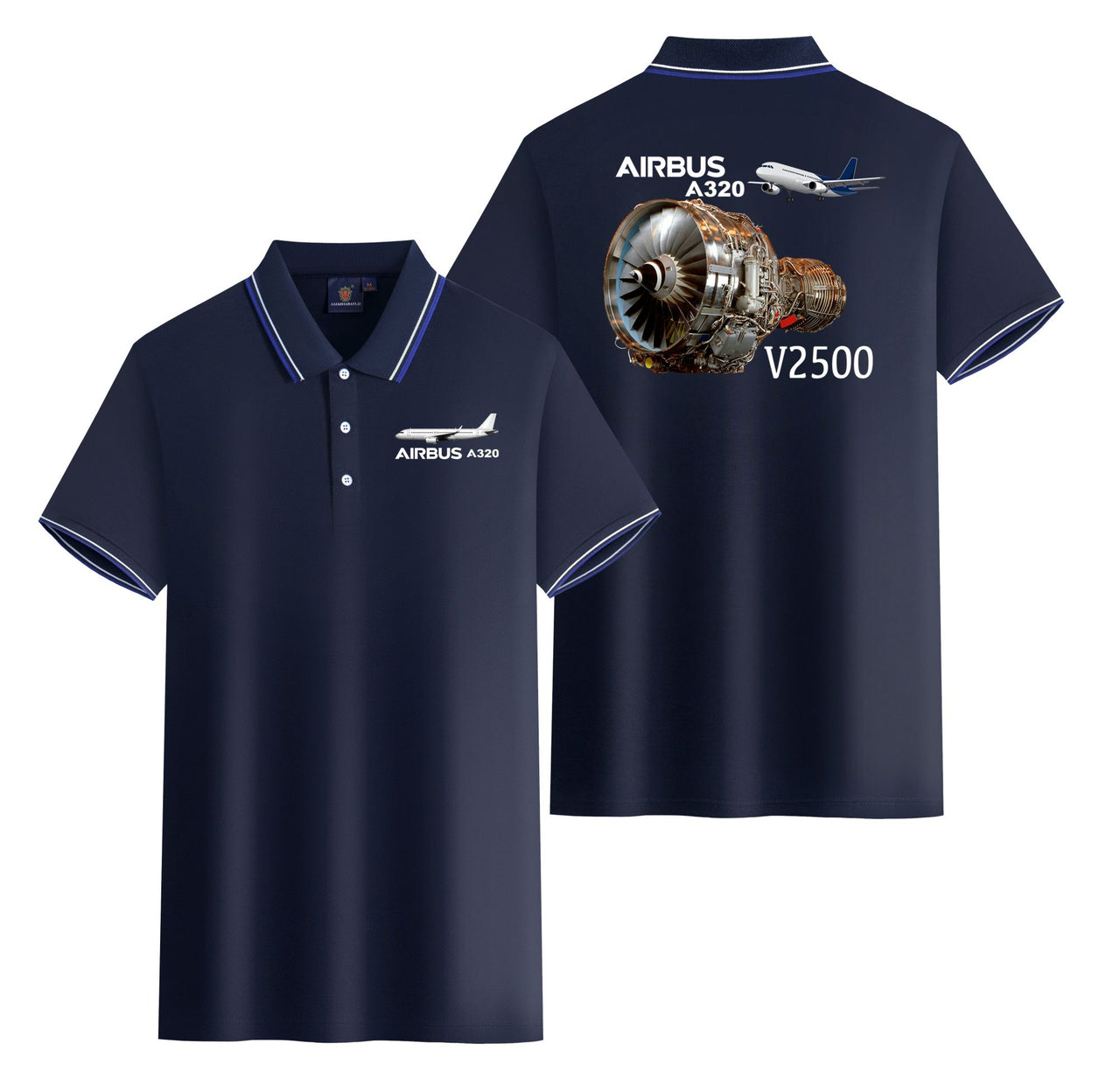 Airbus A320 & V2500 Engine Designed Stylish Polo T-Shirts (Double-Side)