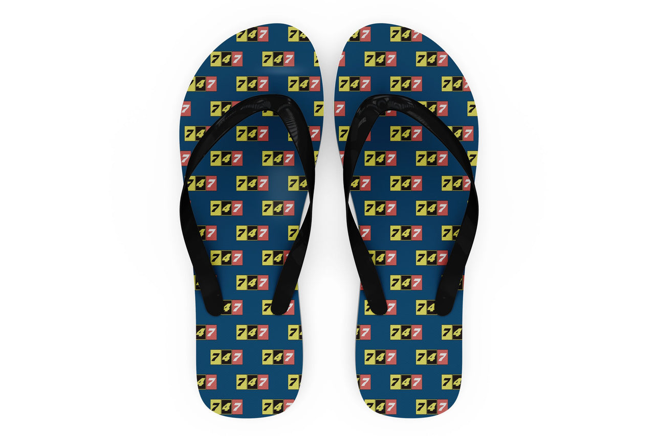 Flat Colourful 747 Designed Slippers (Flip Flops)