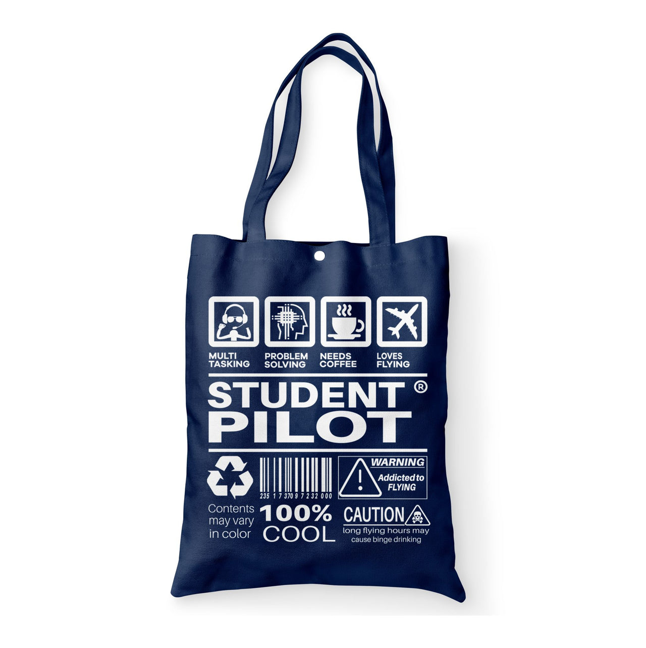 Student Pilot Label Designed Tote Bags