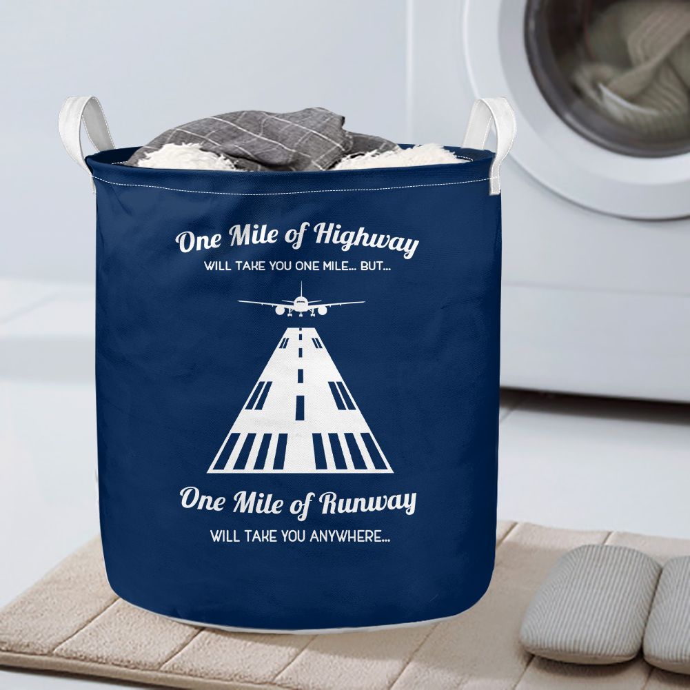 One Mile of Runway Will Take you Anywhere Designed Laundry Baskets