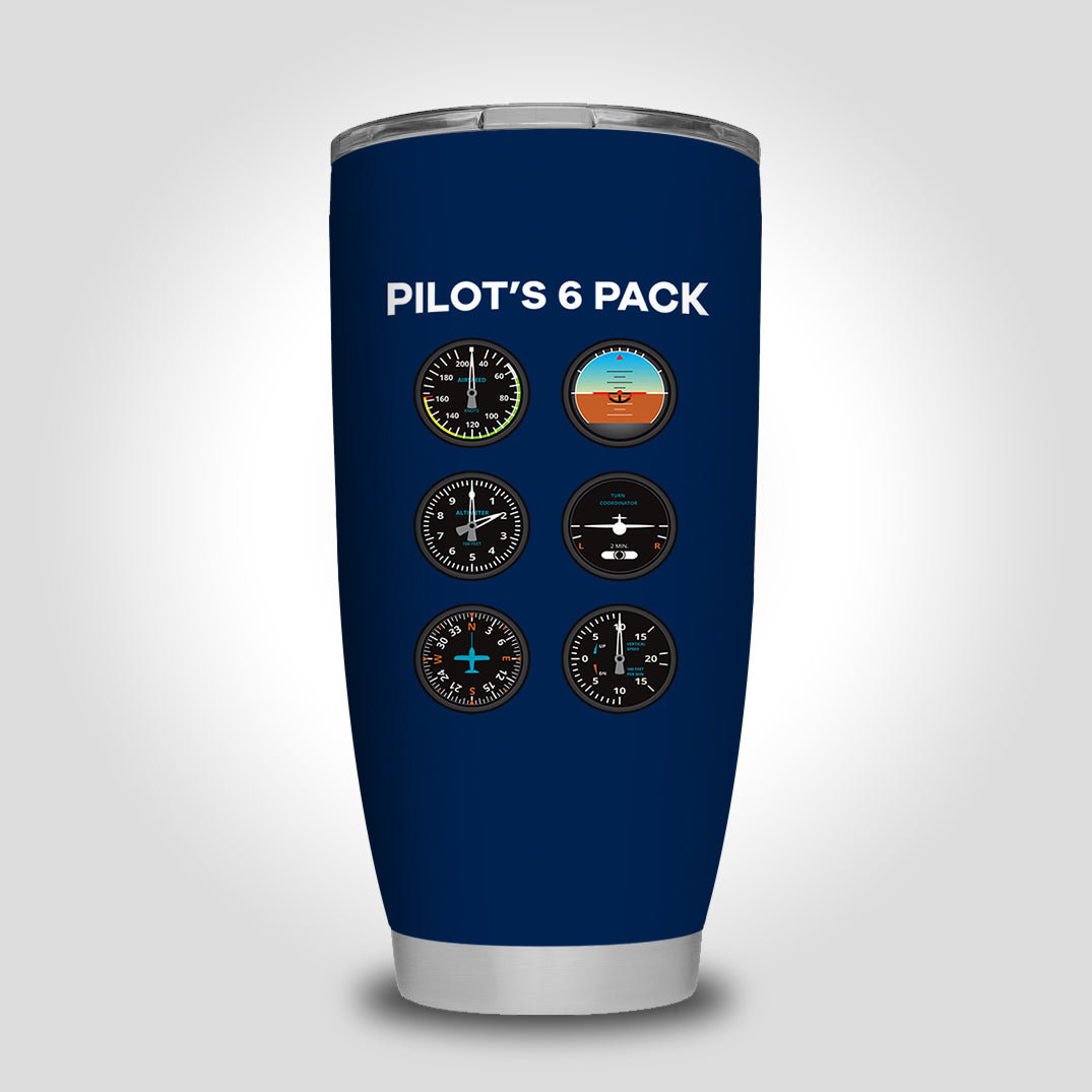 Pilot's 6 Pack Designed Tumbler Travel Mugs