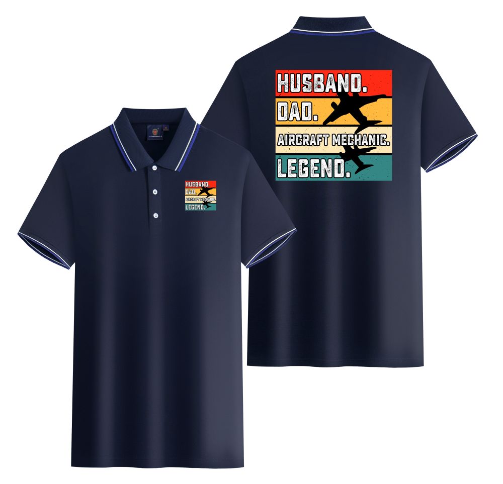Husband & Dad & Aircraft Mechanic & Legend Designed Stylish Polo T-Shirts (Double-Side)
