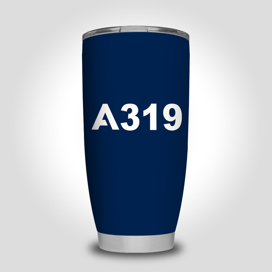 A319 Flat Text Designed Tumbler Travel Mugs