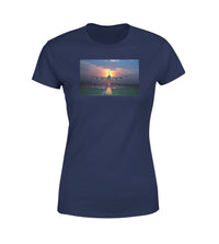 Thumbnail for Super Airbus A380 Landing During Sunset Designed Women T-Shirts