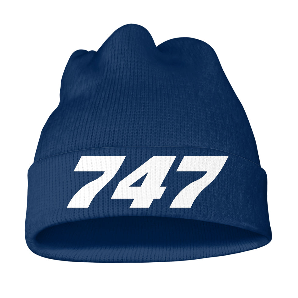 747 Flat Text Knit 3D Beanies