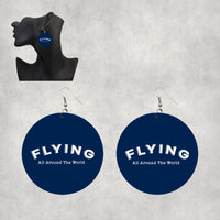 Thumbnail for Flying All Around The World Designed Wooden Drop Earrings