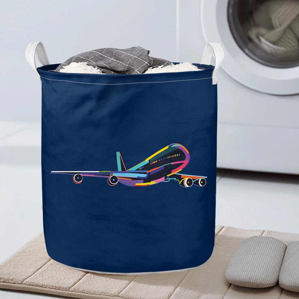 Multicolor Airplane Designed Laundry Baskets